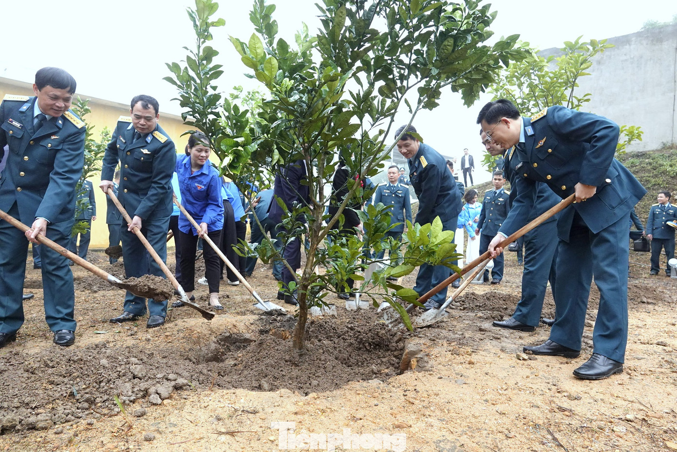 Ngay sau lễ khai mạc ngày hội và phát động Tết trồng cây “Đời đời nhớ ơn Bác Hồ”, các đại biểu và ĐVTN đã tổ chức trồng cây tại khu vực Trạm ra đa 22 đóng quân