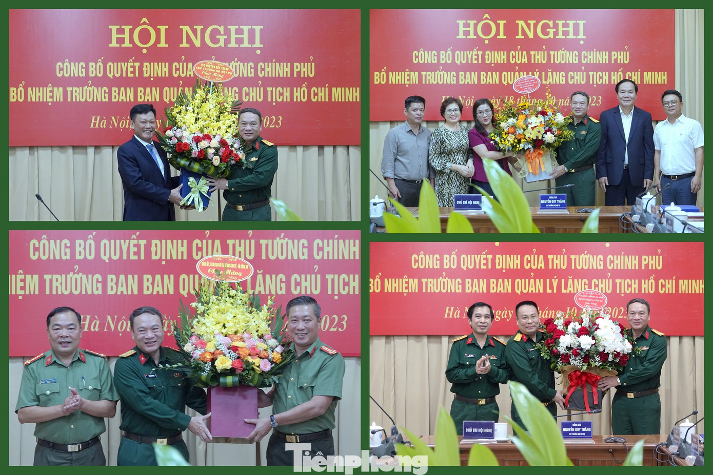 Thứ trưởng Bộ Nội vụ Nguyễn Duy Thăng và lãnh đạo các cơ quan, đơn vị chúc mừng Đại tá Phạm Hải Trung.