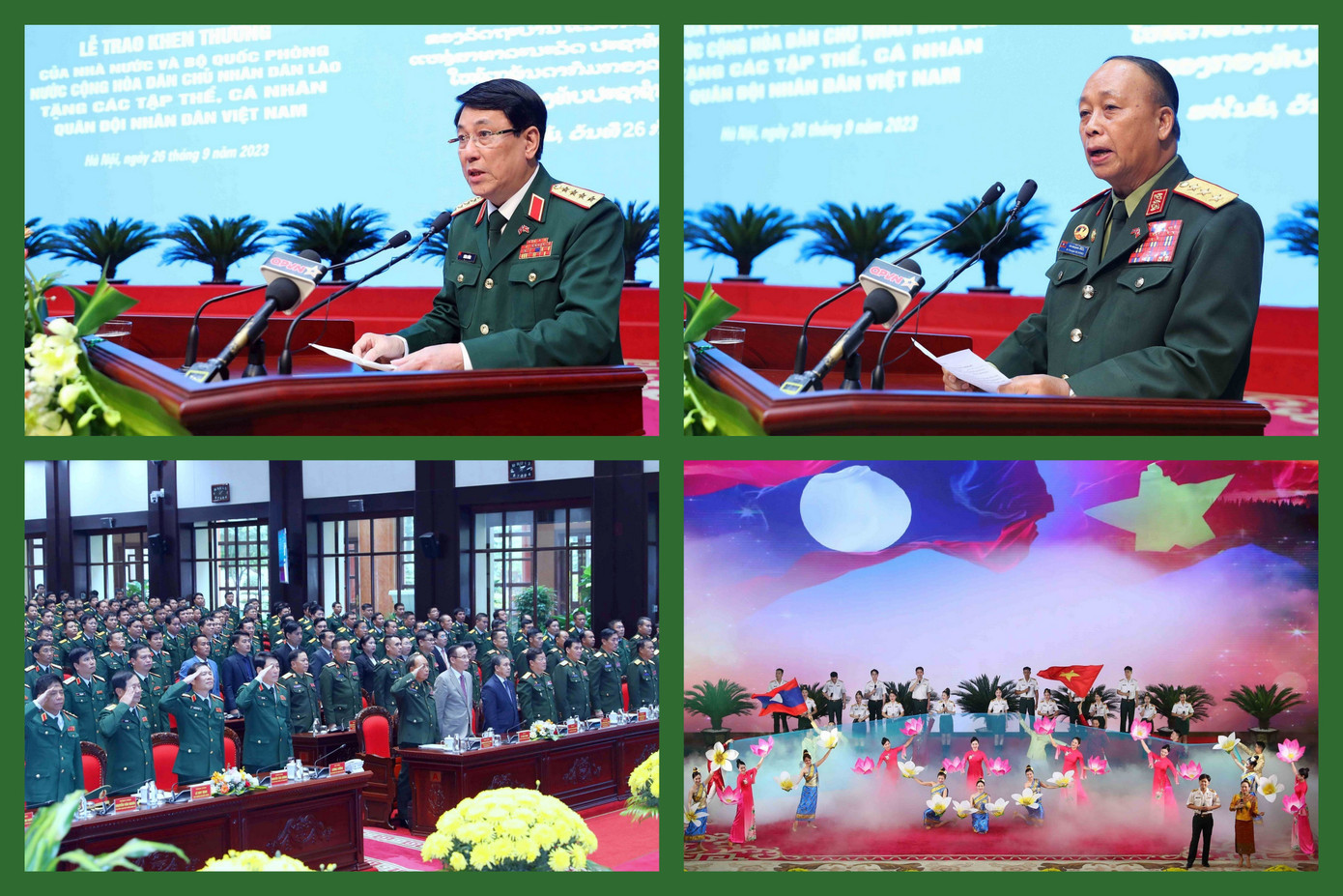 Dưới sự đồng chủ trì của Đại tướng Lương Cường - Chủ nhiệm Tổng cục Chính trị QĐND Việt Nam và Thượng tướng Thongloi Silivong - Thứ trưởng Bộ Quốc phòng, Chủ nhiệm Tổng cục Chính trị QĐND Lào, buổi lễ có sự tham dự của lãnh đạo Ban Đối ngoại Trung ương Đảng; đại biểu tướng lĩnh cấp cao hai nước và Đại sứ Lào tại Việt Nam.