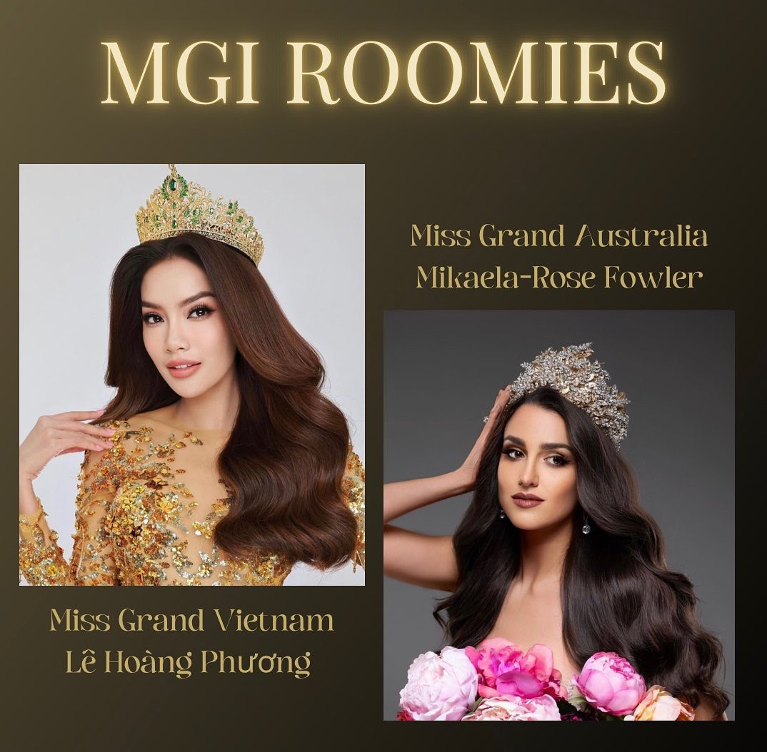 Ngày 25/9, ban tổ chức Miss Grand International đã tổ chức bốc thăm để chia phòng cho các thí sinh của cuộc thi năm nay. Hoa hậu Lê Hoàng Phương ở cùng phòng với người đẹp Australia - Mikaela-Rose Fowler.