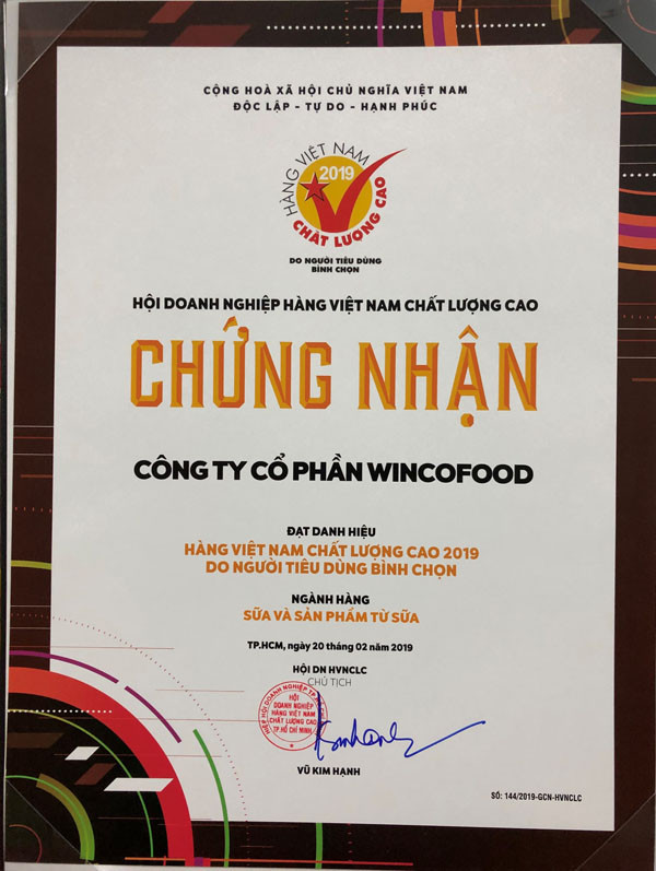 Wincofood nhận danh hiệu Hàng Việt Nam chất lượng cao 2019 ảnh 1