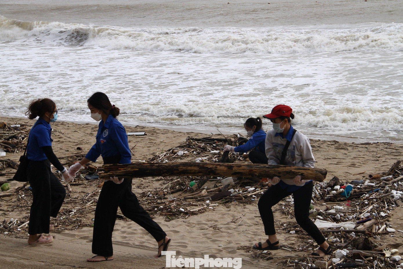 Nhiều sinh viên Đại học Khánh Hòa tham gia dọn rác thải