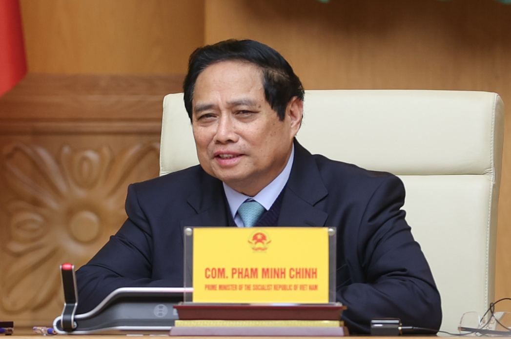 Thủ tướng Phạm Minh Chính tại cuộc tiếp Đại sứ Trung Quốc Hà Vĩ. (Ảnh: VGP) Thủ tướng Phạm Minh Chính tại cuộc tiếp Đại sứ Trung Quốc Hà Vĩ. (Ảnh: VGP)