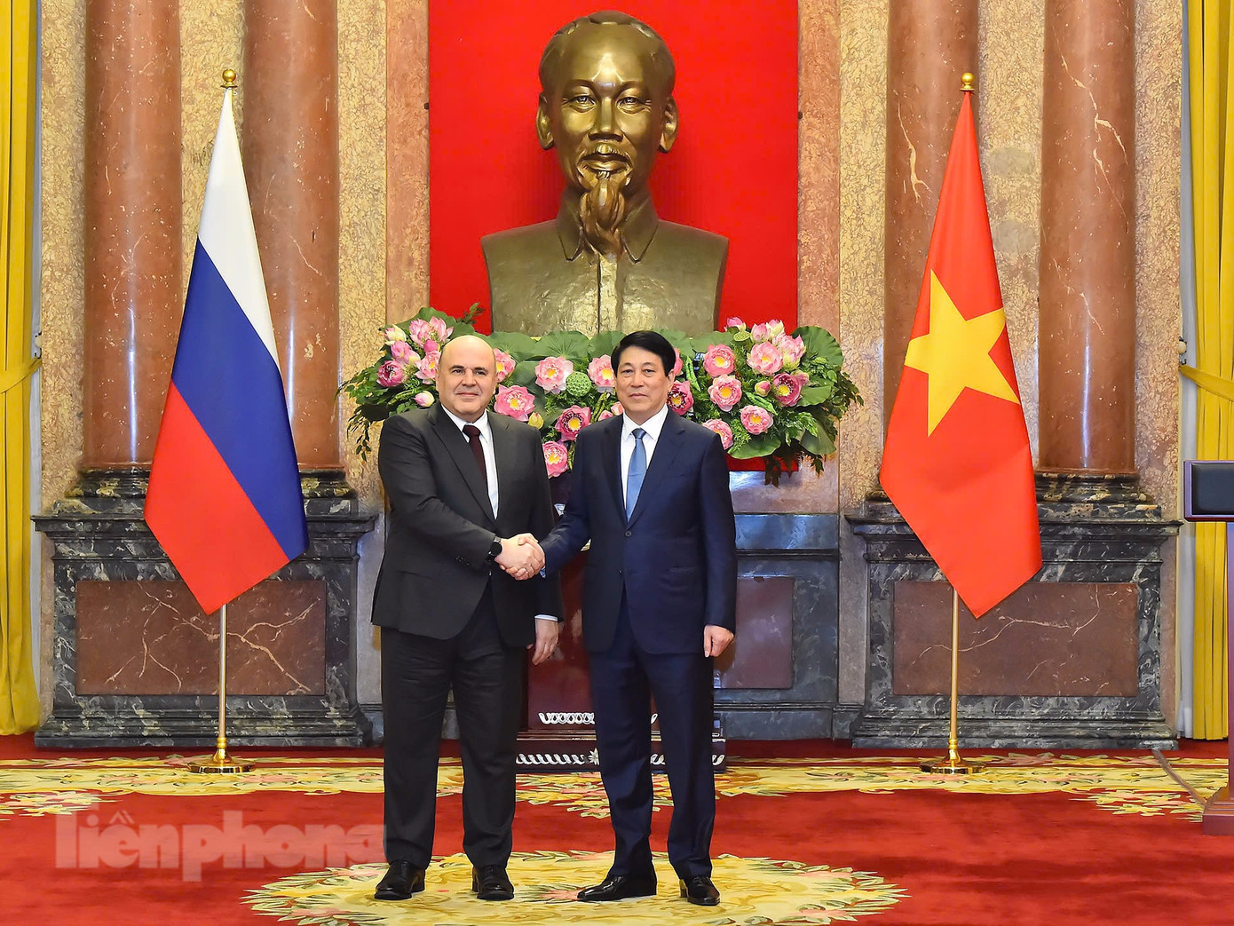 Thủ tướng Nga Mishustin hội kiến Chủ tịch nước Lương Cường. (Ảnh: Như Ý) Thủ tướng Nga Mishustin hội kiến Chủ tịch nước Lương Cường. (Ảnh: Như Ý)