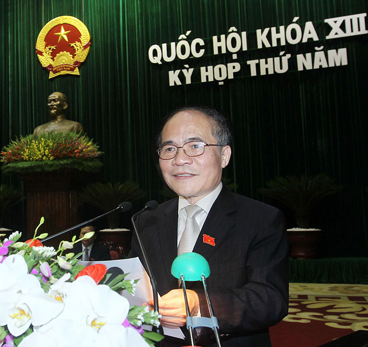 Chủ tịch Quốc hội Nguyễn Sinh Hùng phát biểu khai mạc Kỳ họp thứ 5, Quốc hội Khóa XIII