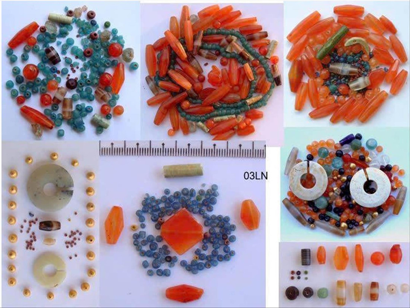 Hình ảnh một số trang sức được tìm thấy tại khu mộ táng Lai Nghi