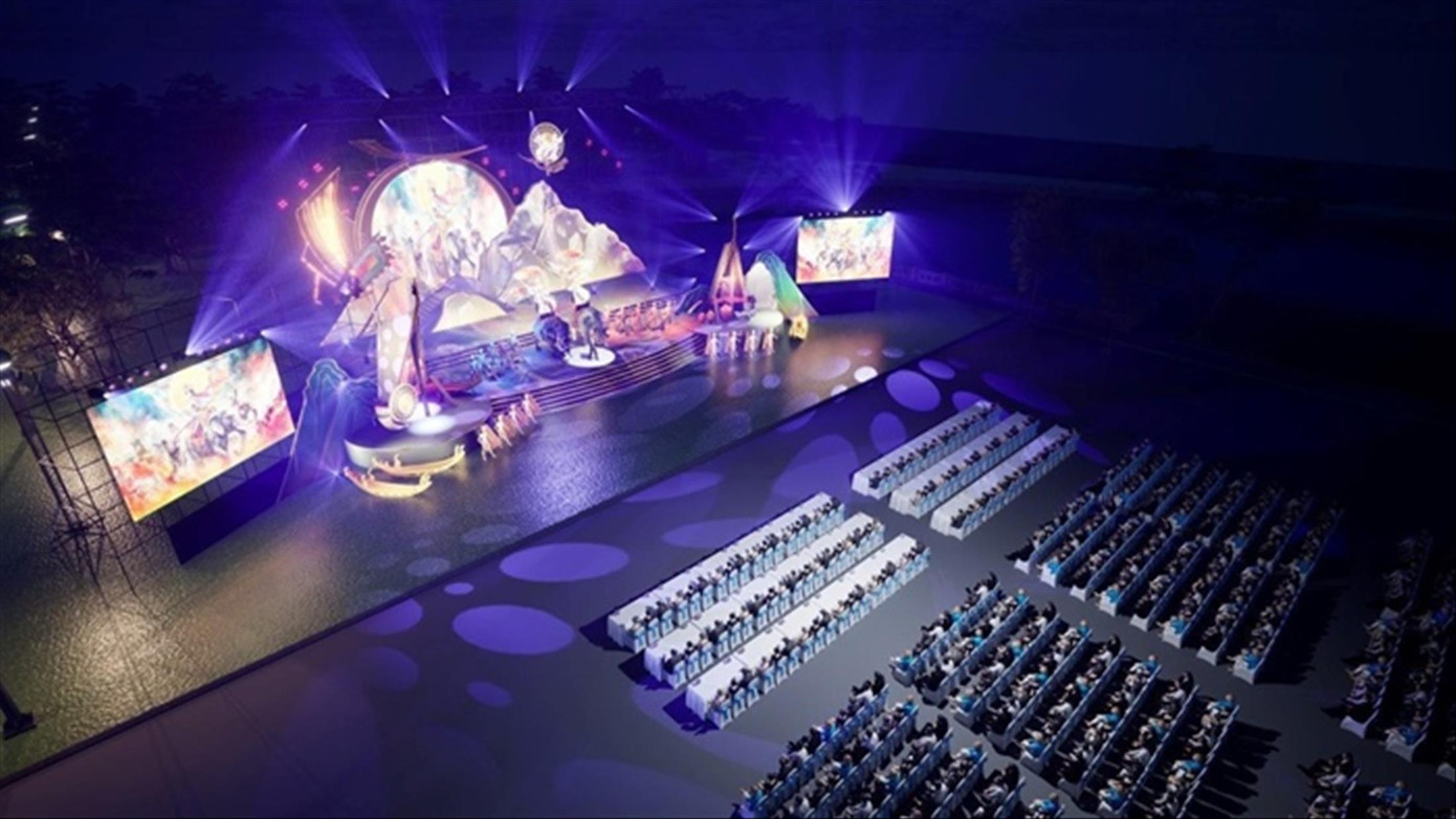 Một cảnh dàn dựng trong chương trình nghệ thuật Âm vang Mê Linh. Một cảnh dàn dựng trong chương trình nghệ thuật Âm vang Mê Linh.