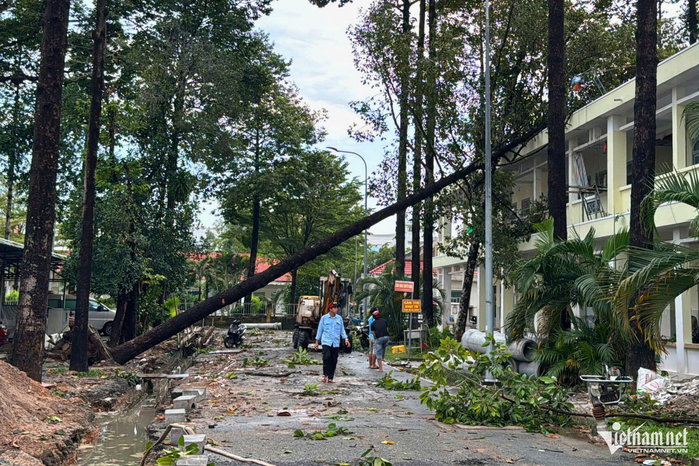 Nhiều mảng tường, la phông trong bệnh viện cũng bị đổ sập.