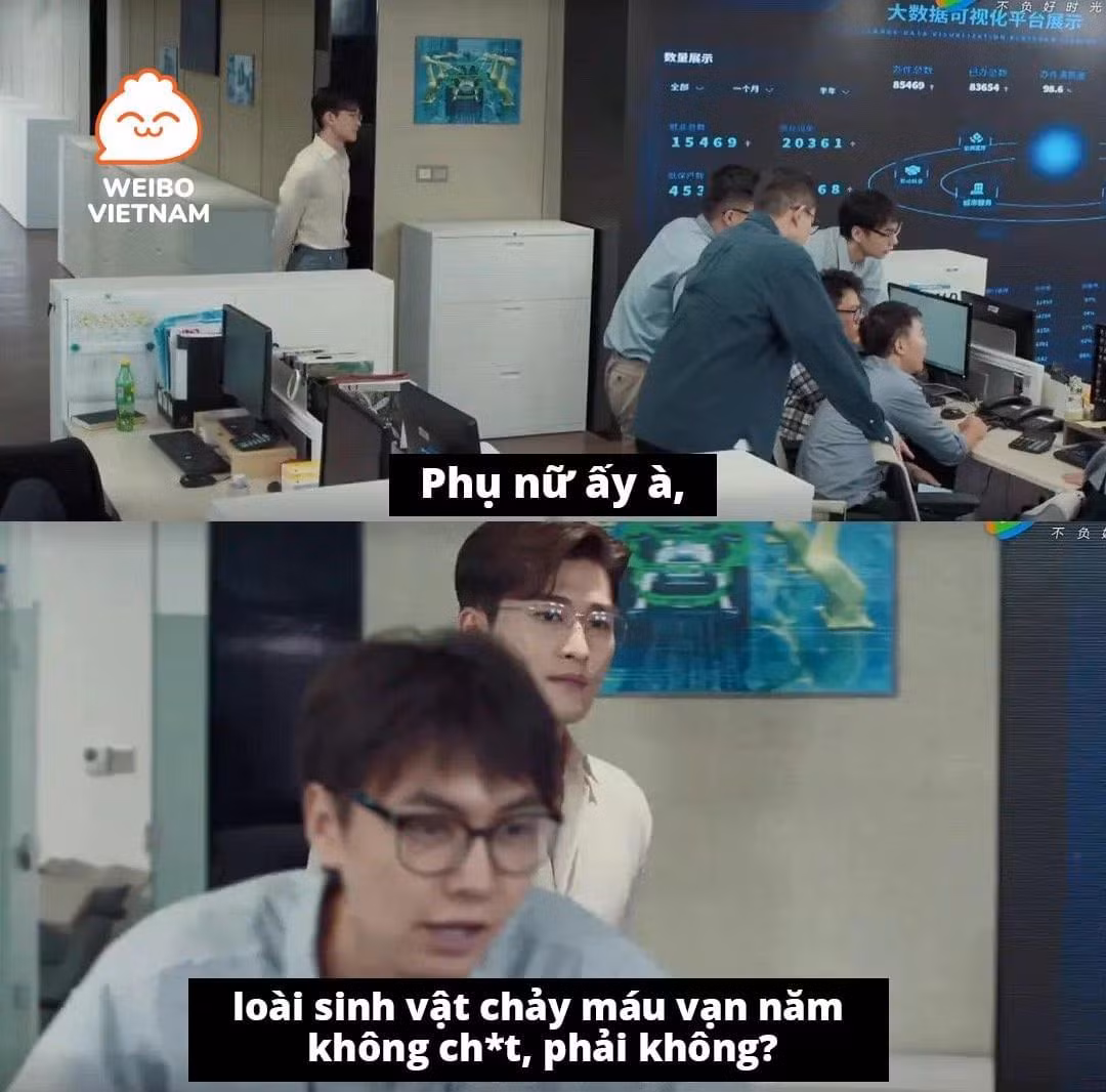 Lời thoại gây tranh cãi về kì kinh nguyệt của phụ nữ trong Những quý ông khu Đông Bát. - Ảnh: Weibo Việt Nam