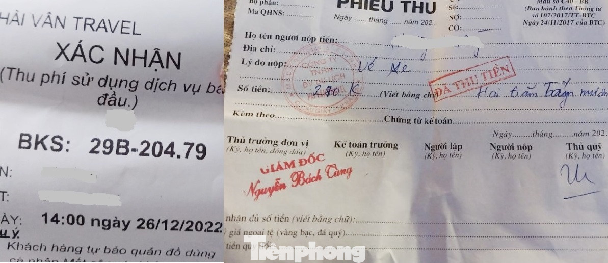 Tờ xác nhận đặt chỗ (vé) đi xe và phiếu thu tiền 280.000 đồng/lượt nhà xe Hải Vân Travel thu của từng khách lẻ khi lên xe từ Triệu Sơn đi Hà Nội theo tuyến cố định vào 14h chiều 26/12/2022. Đây là bằng chứng rõ ràng nhất về việc nhà xe Hải Vân Travel thông báo chạy xe tour nhưng lại thu tiền khách lẻ theo tuyến cố định.