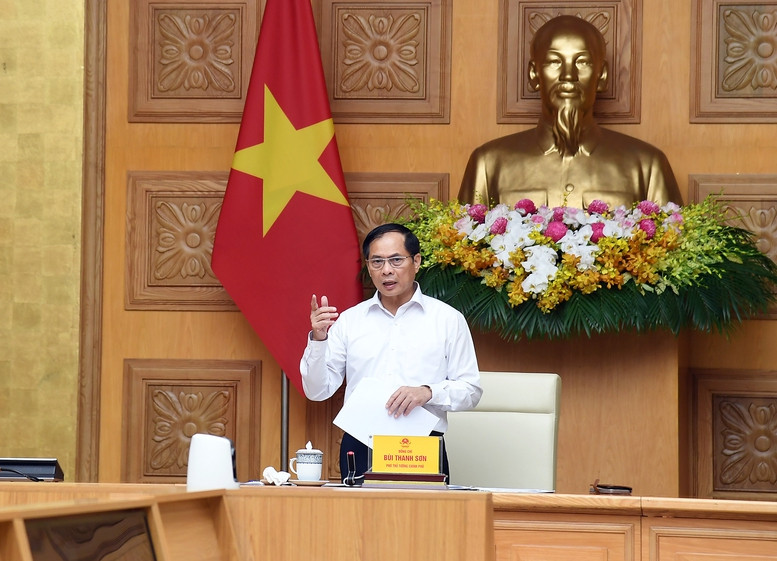 Phó Thủ tướng Chính phủ Bùi Thanh Sơn phát biểu tại cuộc họp. Ảnh: VGP. Phó Thủ tướng Chính phủ Bùi Thanh Sơn phát biểu tại cuộc họp. Ảnh: VGP.