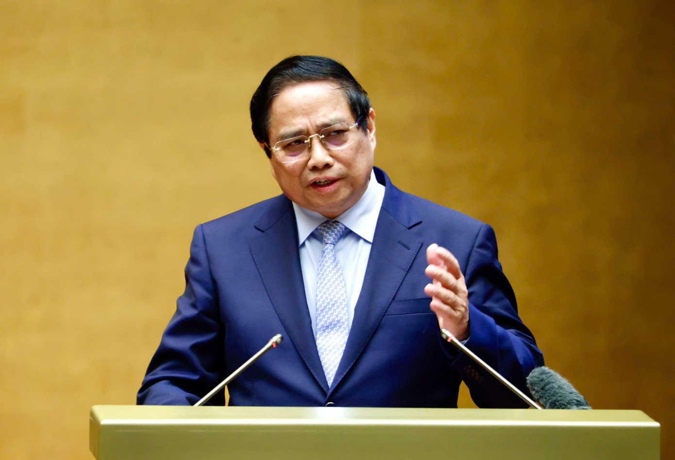 Thủ tướng Chính phủ Phạm Minh Chính trình bày chuyên đề về các dự thảo Văn kiện trình Đại hội XIV của Đảng tại hội nghị.