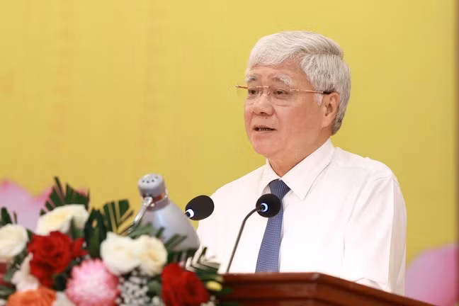Chủ tịch Ủy ban Trung ương MTTQ Việt Nam Đỗ Văn Chiến phát biểu tại hội nghị. Ảnh: QV.