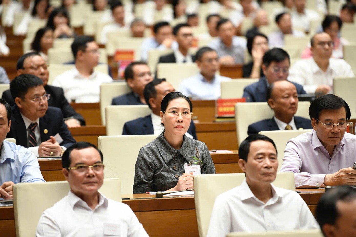 Tại hội nghị, Thủ tướng Phạm Minh Chính trình bày chuyên đề về Nghị quyết 68 về phát triển kinh tế tư nhân; các chương trình hành động của Chính phủ thực hiện Nghị quyết 68. Chủ tịch Quốc hội Trần Thanh Mẫn trình bày chuyên đề Nghị quyết 66-NQ/TW của Bộ Chính trị về đổi mới công tác xây dựng và thi hành pháp luật đáp ứng yêu cầu phát triển đất nước trong kỷ nguyên mới. Ảnh: Như Ý.