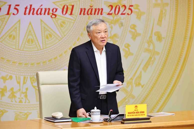 Phó Thủ tướng Thường trực Nguyễn Hòa Bình phát biểu kết luận Phiên họp thứ 9 của Ban Chỉ đạo cải cách hành chính của Chính phủ. Ảnh: VGP.