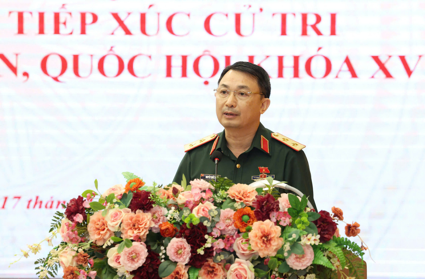 ĐBQH, Trung tướng Nguyễn Quốc Duyệt - Tư lệnh Bộ Tư lệnh Thủ đô Hà Nội, báo cáo với cử tri các nội dung dự kiến của Kỳ họp thứ 9, Quốc hội khoá XV.