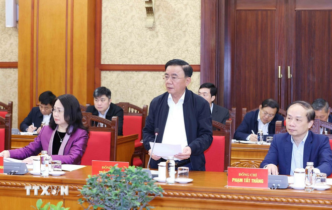 Thường trực Ban Bí thư Trần Cẩm Tú phát biểu kết luận phiên họp. Ảnh: TTXVN. Thường trực Ban Bí thư Trần Cẩm Tú phát biểu kết luận phiên họp. Ảnh: TTXVN.