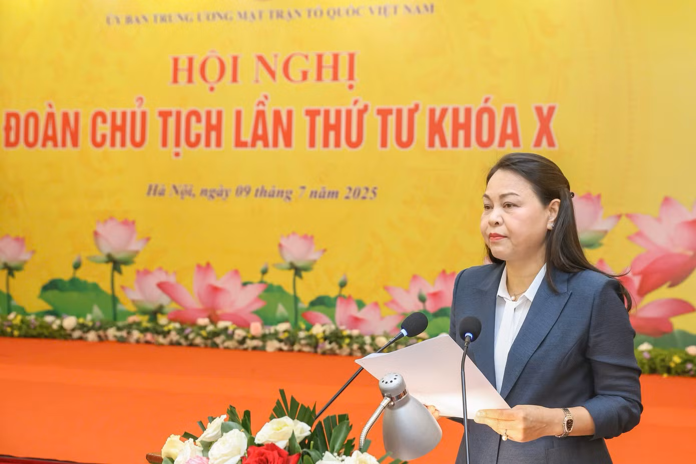 Bà Nguyễn Thị Thu Hà, Ủy viên Trung ương Đảng, Phó Chủ tịch –Tổng Thư ký Ủy ban Trung ương MTTQ Việt Nam. Ảnh: QV.