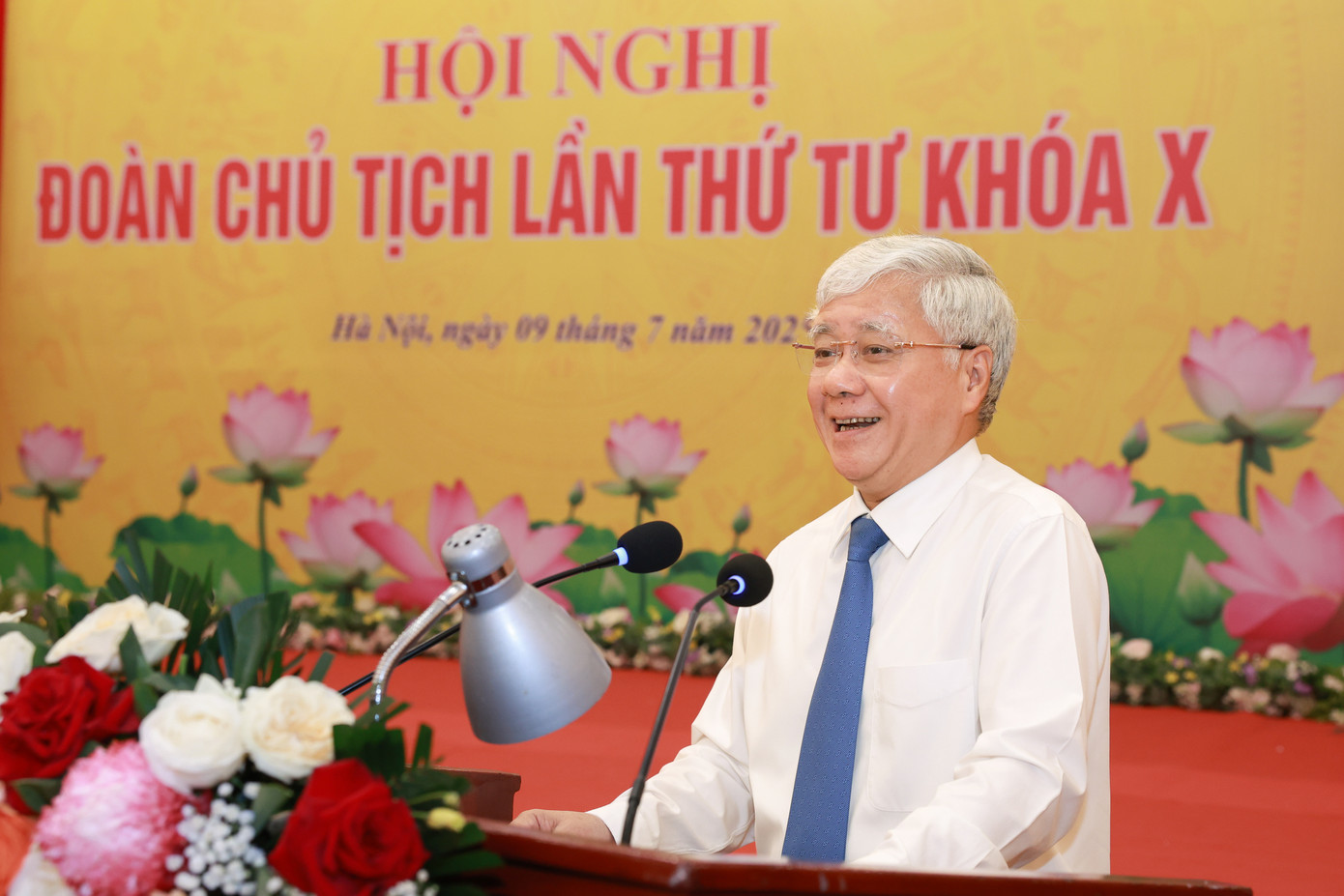 Chủ tịch Uỷ ban Trung ương MTTQ Việt Nam Đỗ Văn Chiến phát biểu tại hội nghị. Ảnh: QV.