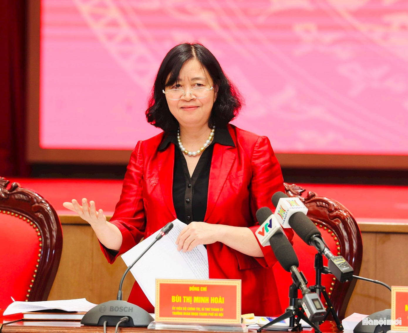 Bí thư Thành uỷ Hà Nội Bùi Thị Minh Hoài. Ảnh: Viết Thành.