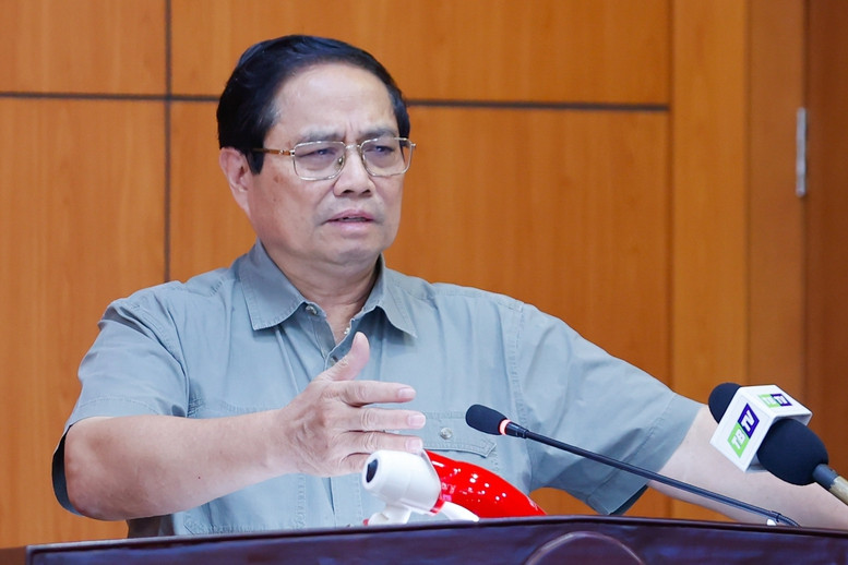 Thủ tướng Phạm Minh Chính phát biểu tại cuộc làm việc. Ảnh: VGP. Thủ tướng Phạm Minh Chính phát biểu tại cuộc làm việc. Ảnh: VGP.