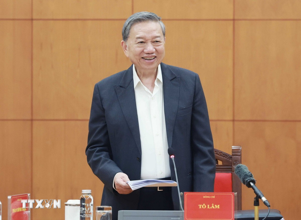 Tổng Bí thư Tô Lâm phát biểu tại cuộc họp. Ảnh: TTXVN.