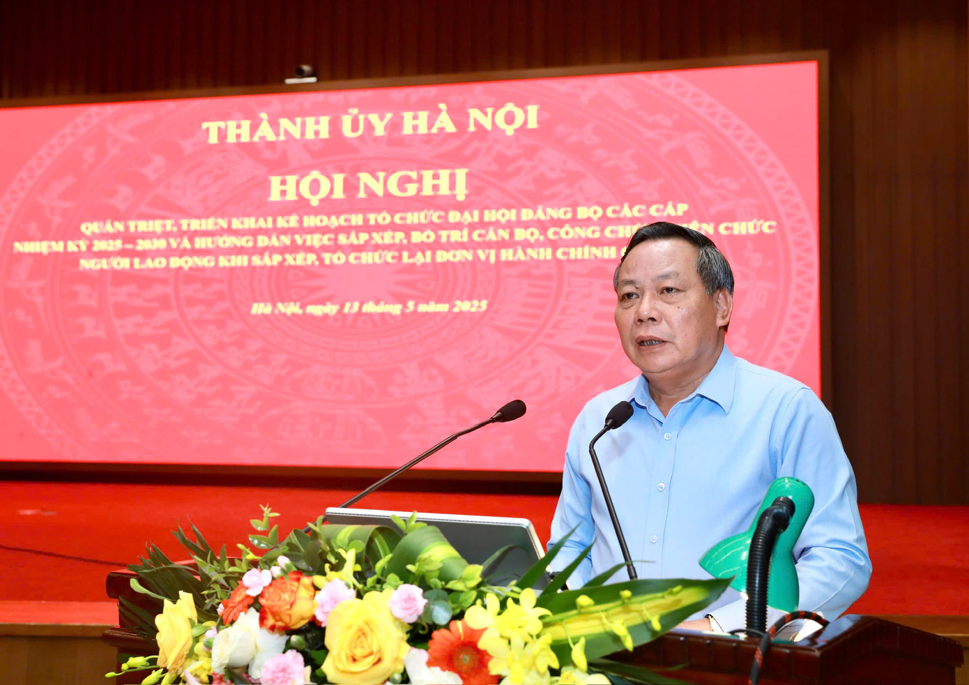 Phó Bí thư Thường trực Thành uỷ Hà Nội Nguyễn Văn Phong phát biểu tại hội nghị. Ảnh: VT.