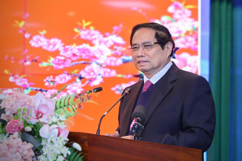 Thủ tướng Chính phủ thăm, làm việc, chúc Tết Cục Cảnh sát quản lý hành chính về trật tự xã hội (Bộ Công an). Ảnh: VGP.