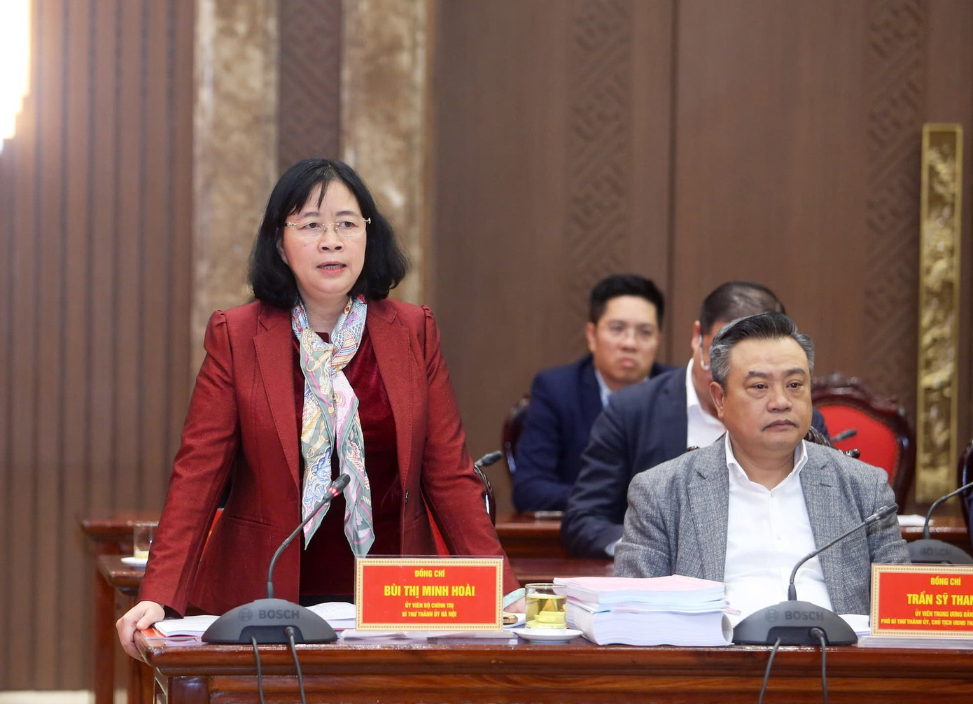 Bí thư Thành uỷ Hà Nội Bùi Thị Minh Hoài phát biểu tại buổi làm việc. Ảnh: Viết Thành. Bí thư Thành uỷ Hà Nội Bùi Thị Minh Hoài phát biểu tại buổi làm việc. Ảnh: Viết Thành.