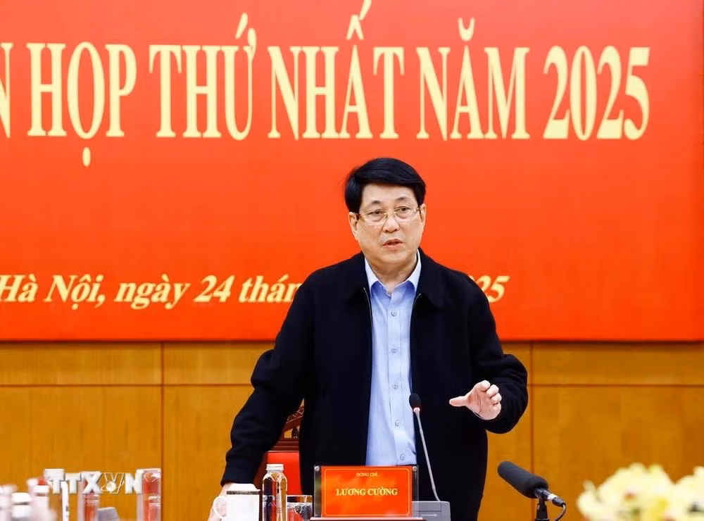 Chủ tịch nước Lương Cường phát biểu tại phiên họp. Ảnh: TTXVN. Chủ tịch nước Lương Cường phát biểu tại phiên họp. Ảnh: TTXVN.