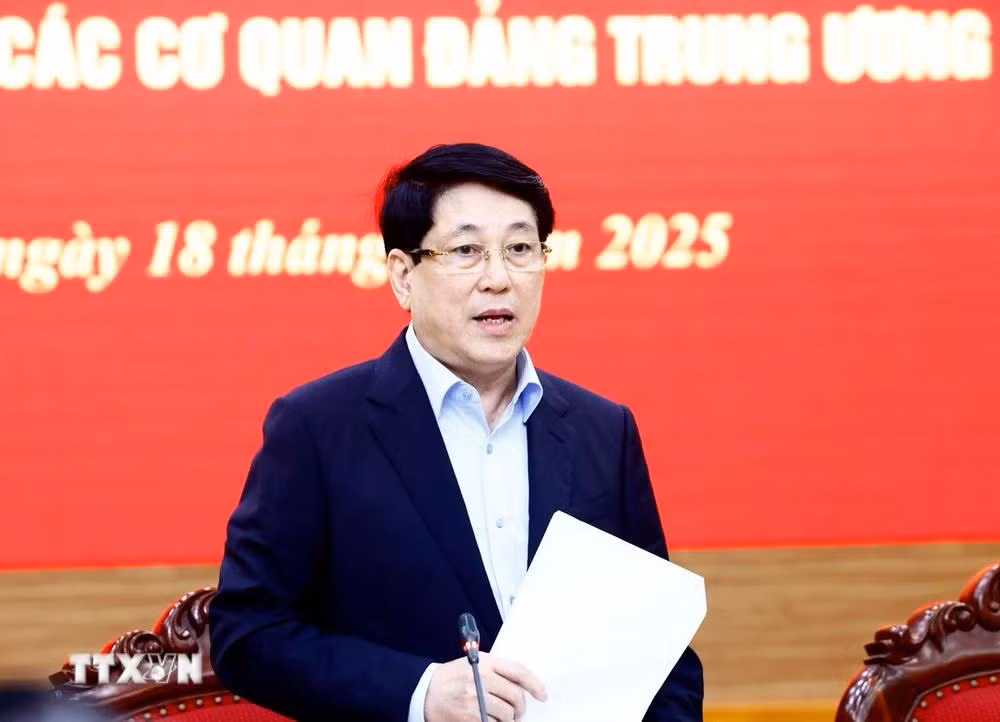 Chủ tịch nước Lương Cường phát biểu tại hội nghị. Ảnh: TTXVN.