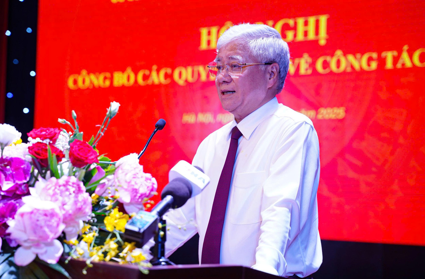 Chủ tịch Ủy ban Trung ương MTTQ Việt Nam Đỗ Văn Chiến phát biểu tại hội nghị. Ảnh: Đức Nguyễn.