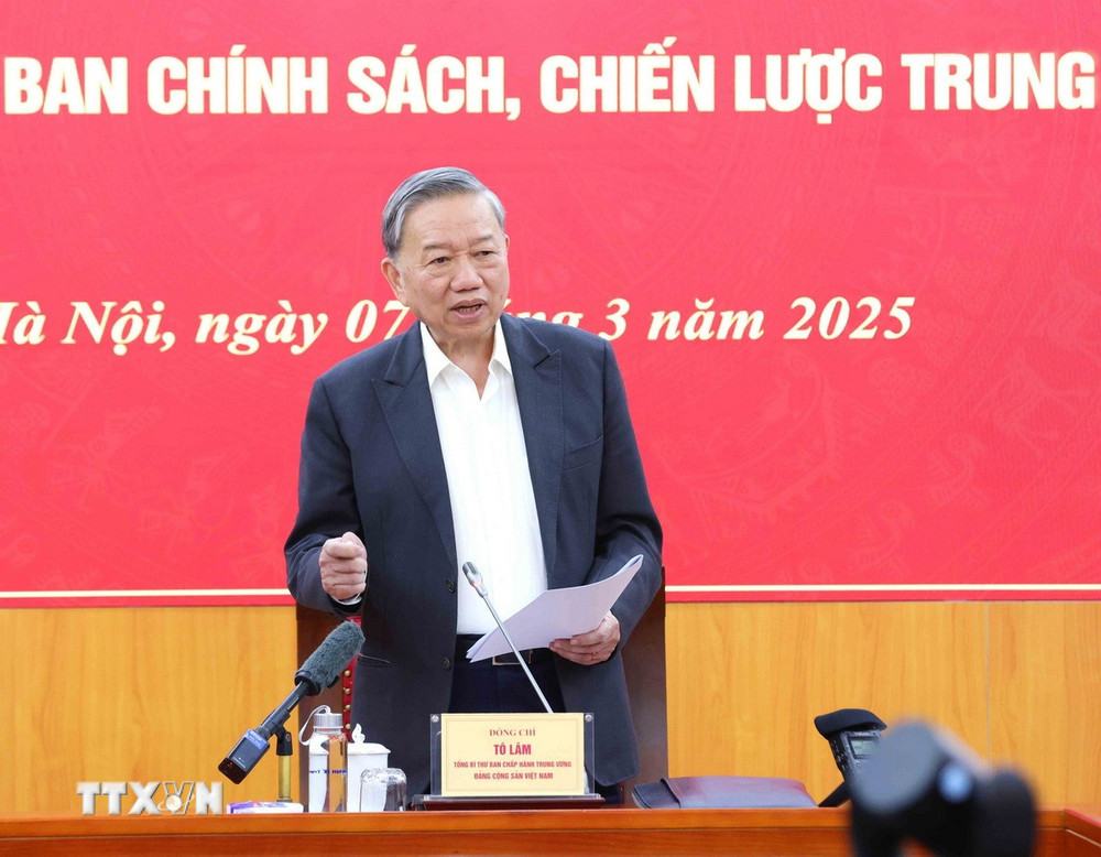 Tổng Bí thư Tô Lâm phát biểu tại buổi làm việc. Ảnh: TTXVN. Tổng Bí thư Tô Lâm phát biểu tại buổi làm việc. Ảnh: TTXVN.