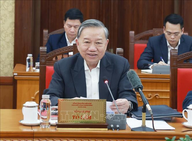 Tổng Bí thư Tô Lâm phát biểu chỉ đạo tại phiên họp - Ảnh: TTXVN.