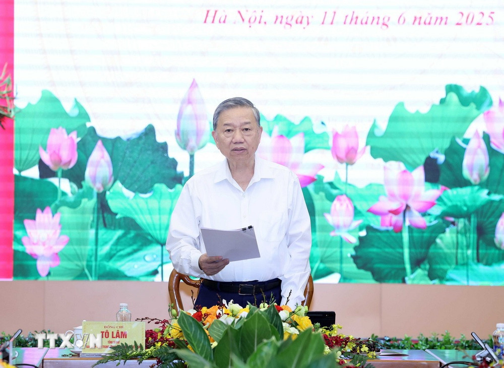 Tổng Bí thư Tô Lâm phát biểu tại buổi làm việc. Ảnh: TTXVN. Tổng Bí thư Tô Lâm phát biểu tại buổi làm việc. Ảnh: TTXVN.