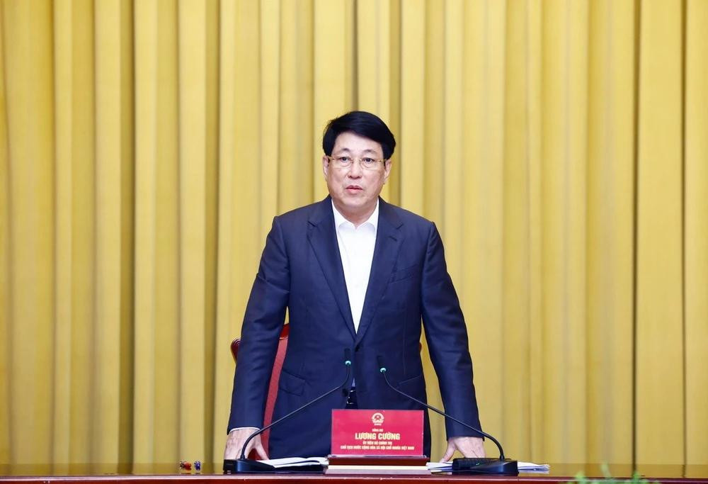 Chủ tịch nước Lương Cường phát biểu tại buổi làm việc. Ảnh: TTXVN. Chủ tịch nước Lương Cường phát biểu tại buổi làm việc. Ảnh: TTXVN.