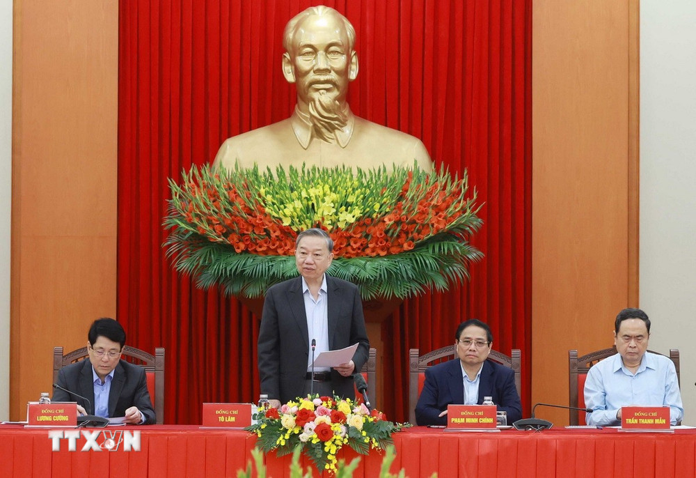 Tổng Bí thư Tô Lâm phát biểu tại cuộc họp. Ảnh: TTXVN. Tổng Bí thư Tô Lâm phát biểu tại cuộc họp. Ảnh: TTXVN.