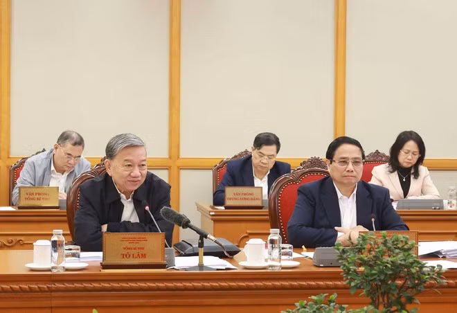 Tổng Bí thư Tô Lâm chủ trì cuộc họp. Ảnh: TTXVN.
