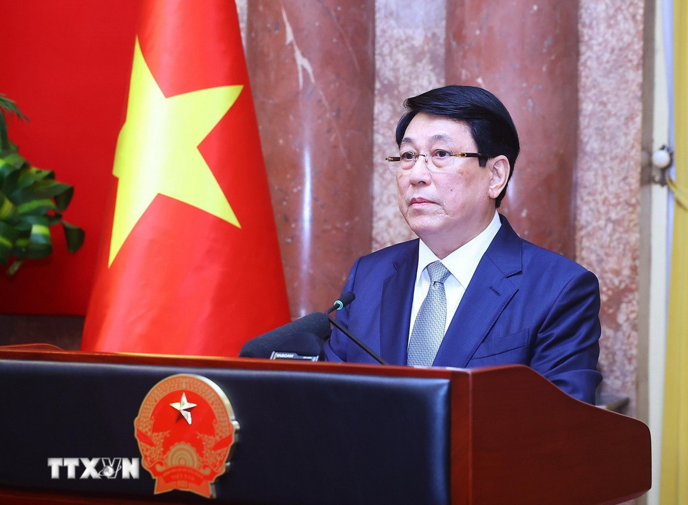Chủ tịch nước Lương Cường phát biểu tại buổi gặp mặt. Ảnh: TTXVN. Chủ tịch nước Lương Cường phát biểu tại buổi gặp mặt. Ảnh: TTXVN.