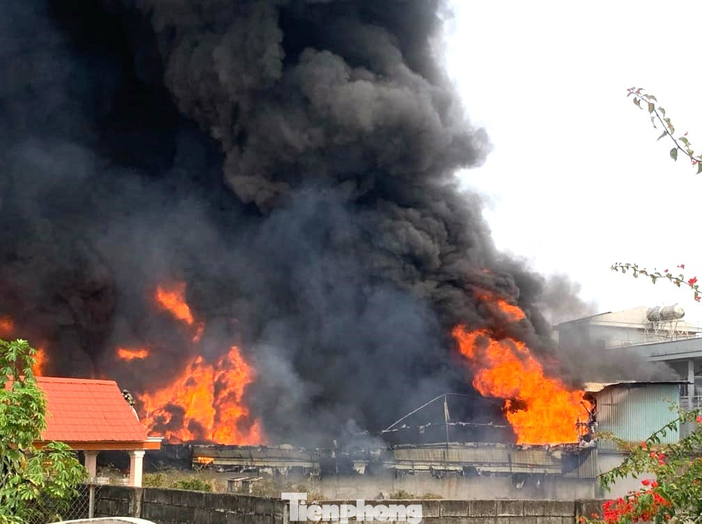 Lửa bao trùm khu vực nhà xưởng.