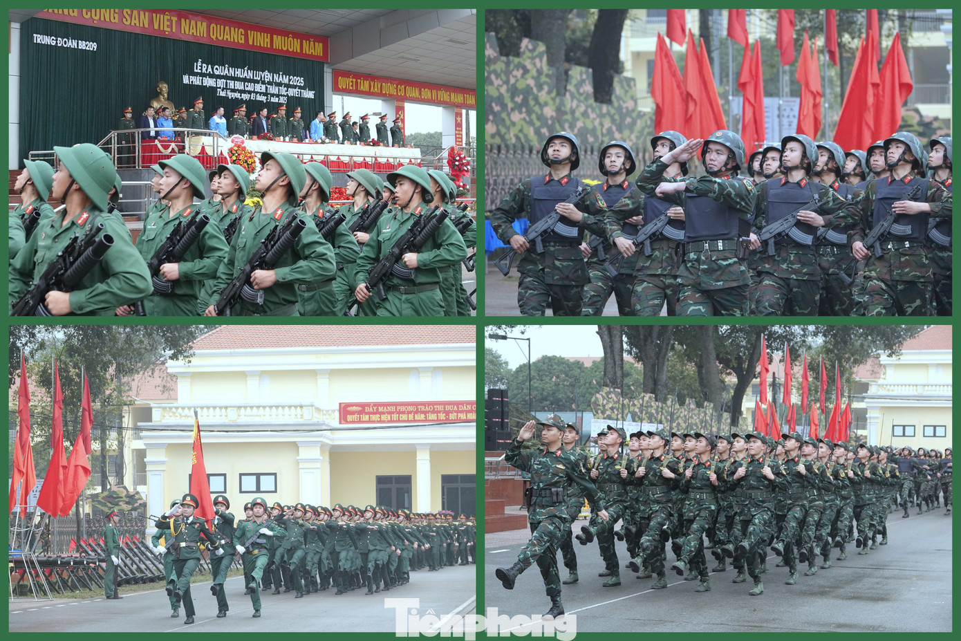 Cán bộ, chiến sĩ Trung đoàn 209 duyệt đội ngũ.