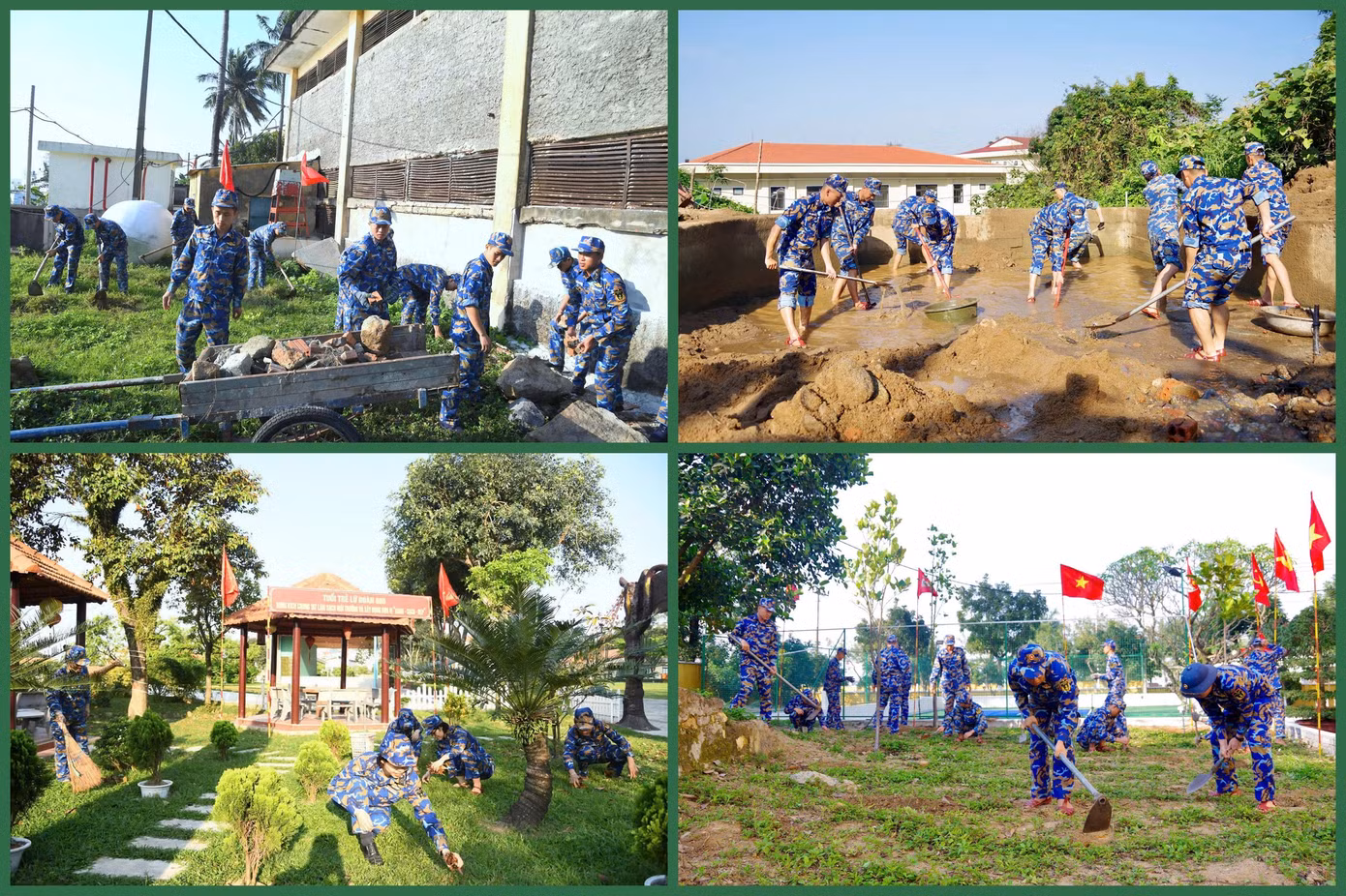 Cán bộ, đoàn viên thanh niên các đơn vị thuộc Vùng 3 Hải quân thu dọn, vệ sinh các khu vực xung quanh đơn vị. Cán bộ, đoàn viên thanh niên các đơn vị thuộc Vùng 3 Hải quân thu dọn, vệ sinh các khu vực xung quanh đơn vị.