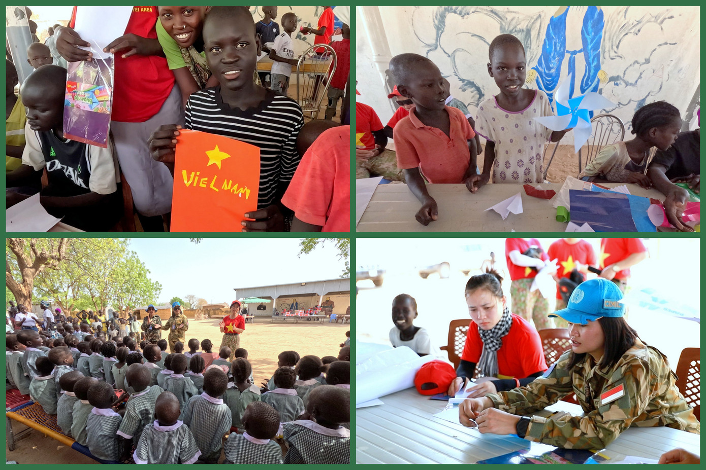 Hoạt động này không chỉ góp phần bảo vệ môi trường mà còn khơi gợi trí tưởng tượng sáng tạo và niềm hứng khởi cho các em học sinh ở Abyei.