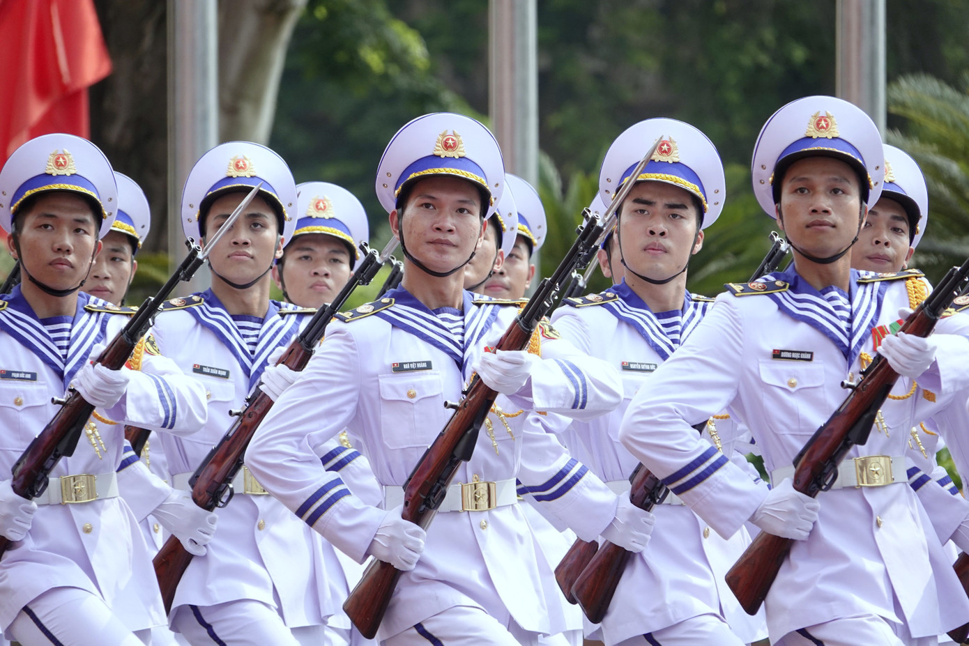 Chiến sĩ thuộc Đoàn Nghi lễ Quân đội (Bộ Tổng tham mưu). Ảnh: Nguyễn Minh