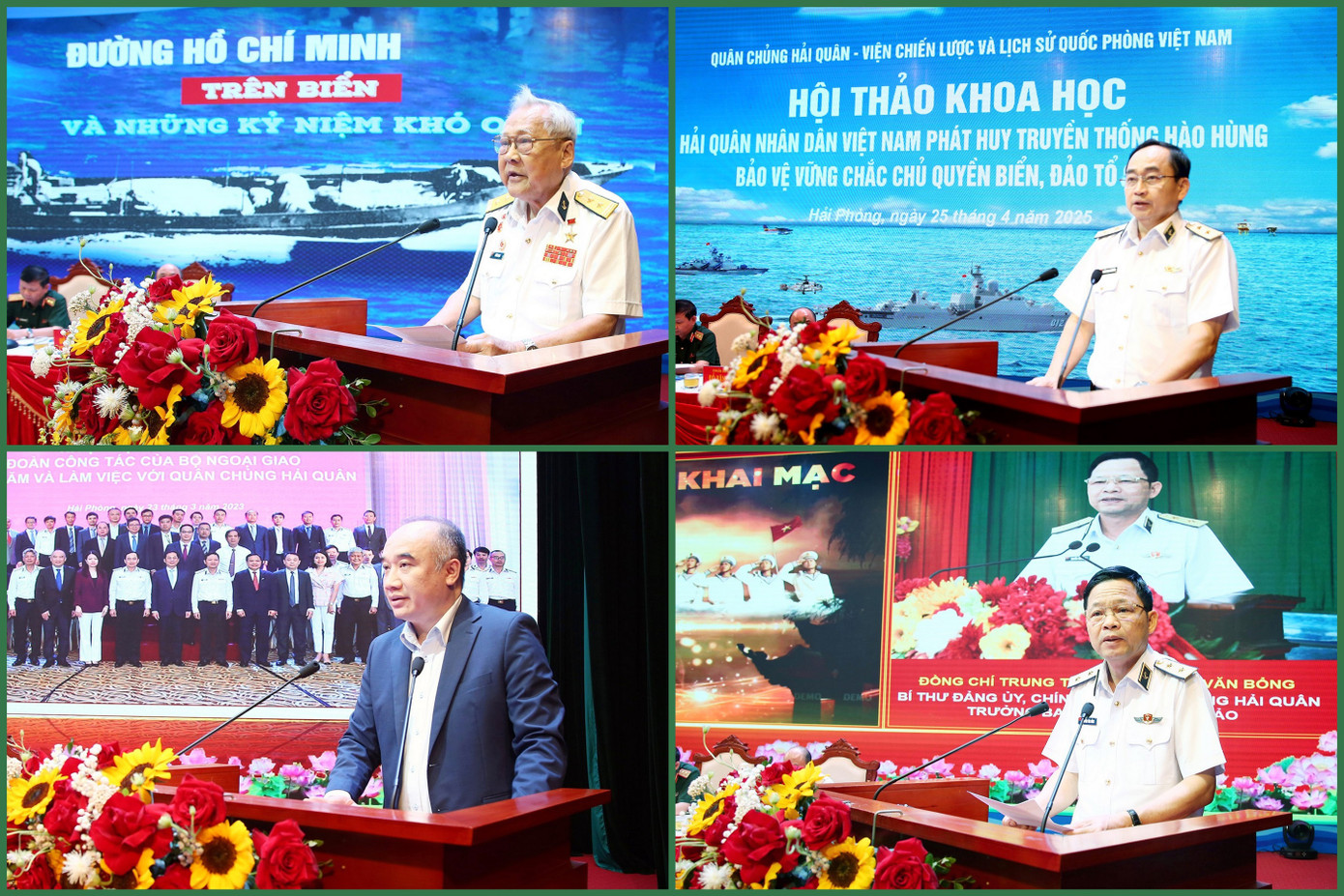 Lãnh đạo Quân chủng Hải quân và các đại biểu phát biểu tại hội thảo.