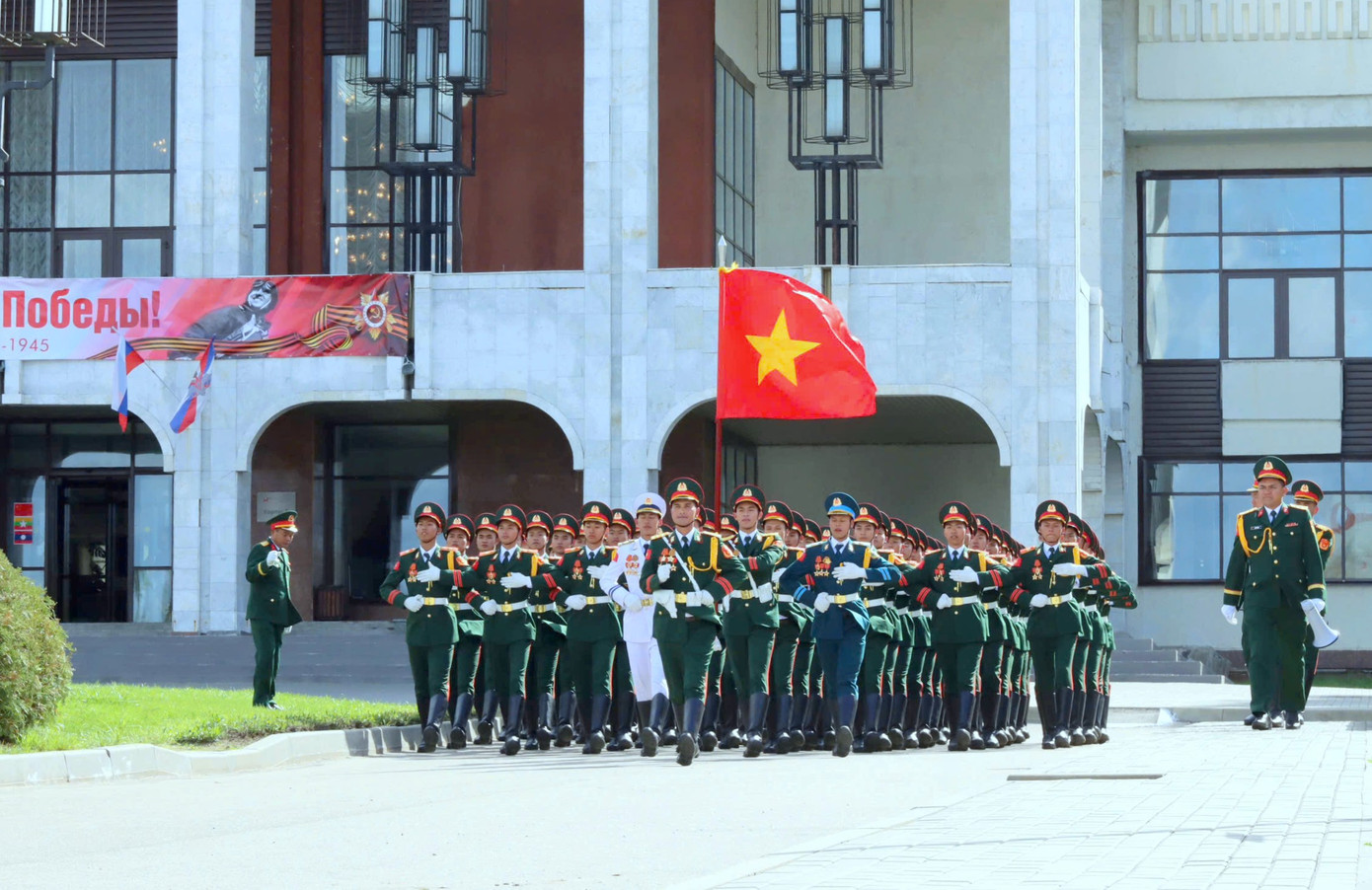 Khối duyệt binh của Quân đội nhân dân Việt Nam luyện tập tại thủ đô Moscow của Liên bang Nga. Ảnh: QĐND