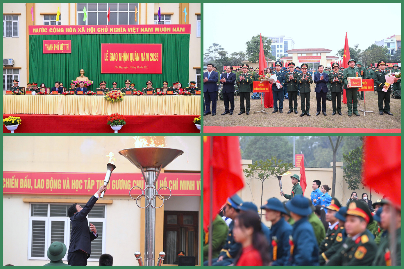 Quang cảnh Lễ giao nhận quân tại thành phố Việt Trì, sáng 13/2.