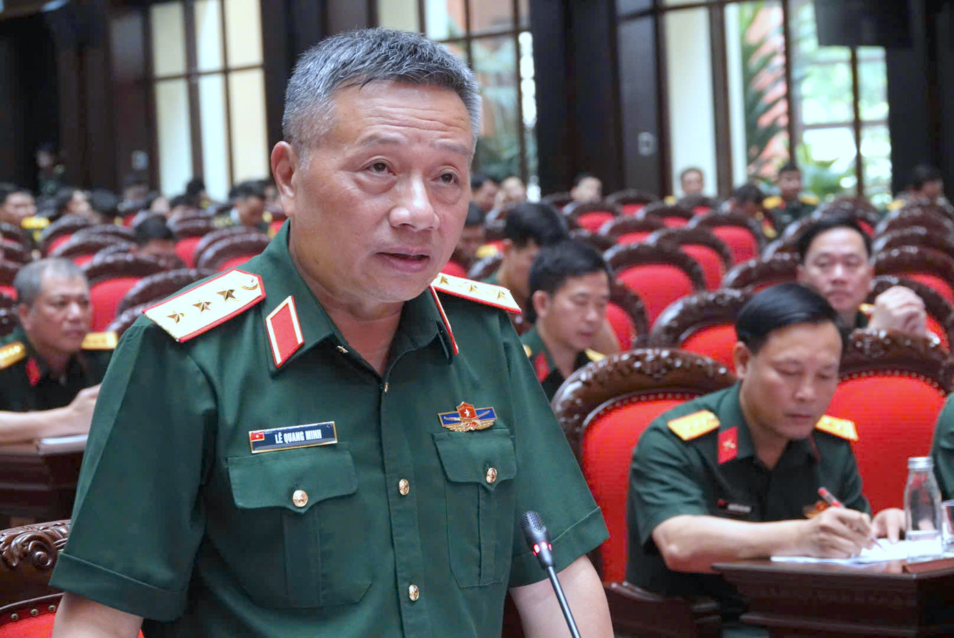 Thượng tướng Lê Quang Minh phát biểu chỉ đạo tại chương trình tổng duyệt. Ảnh: Nguyễn Minh