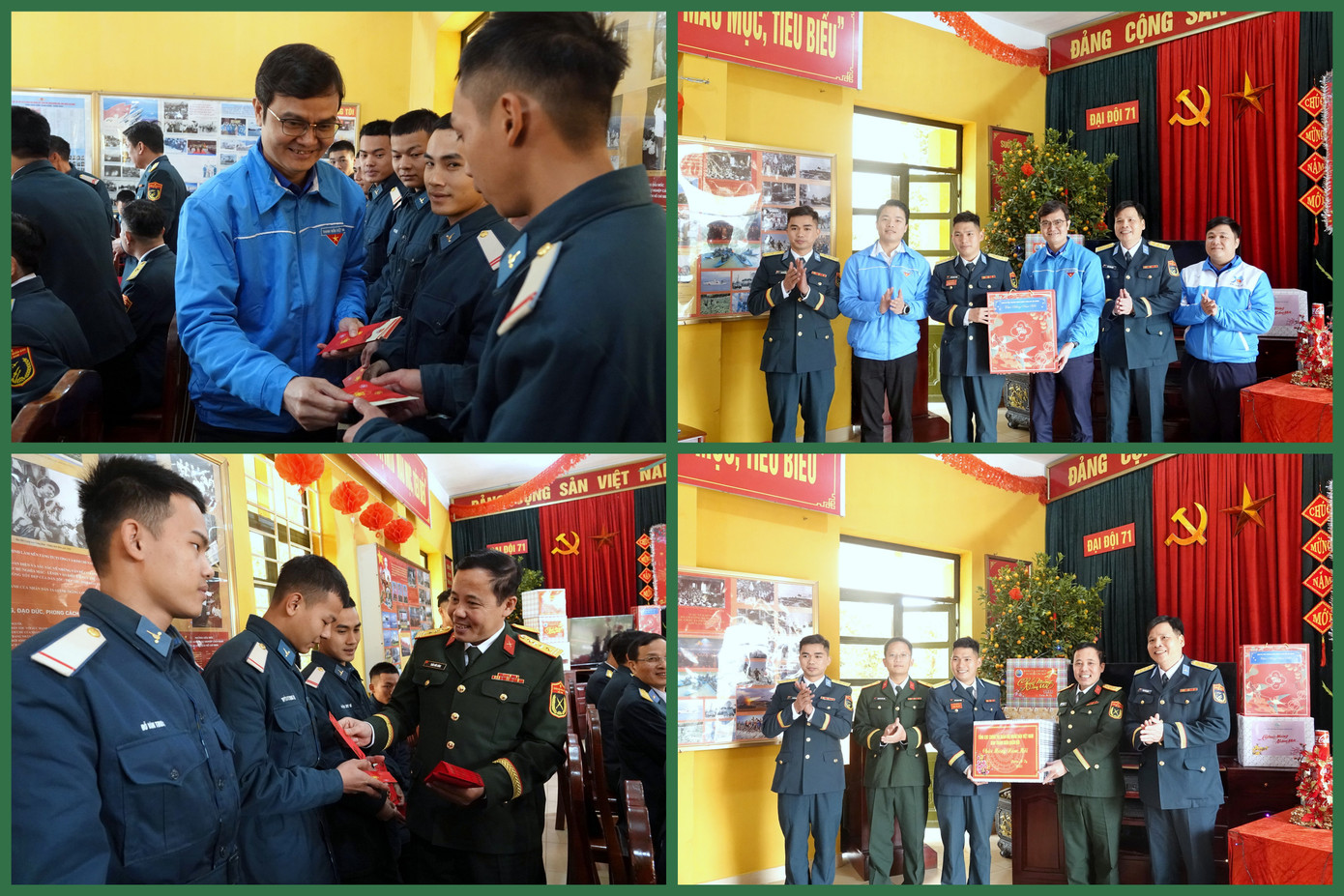 Anh Bùi Quang Huy cùng lãnh đạo Ban Tuyên giáo Trung ương Đoàn, Ban Thanh niên Quân đội trao quà Tết và lì xì tặng cán bộ, ĐVTN Đại đội 71. Anh Bùi Quang Huy cùng lãnh đạo Ban Tuyên giáo Trung ương Đoàn, Ban Thanh niên Quân đội trao quà Tết và lì xì tặng cán bộ, ĐVTN Đại đội 71.