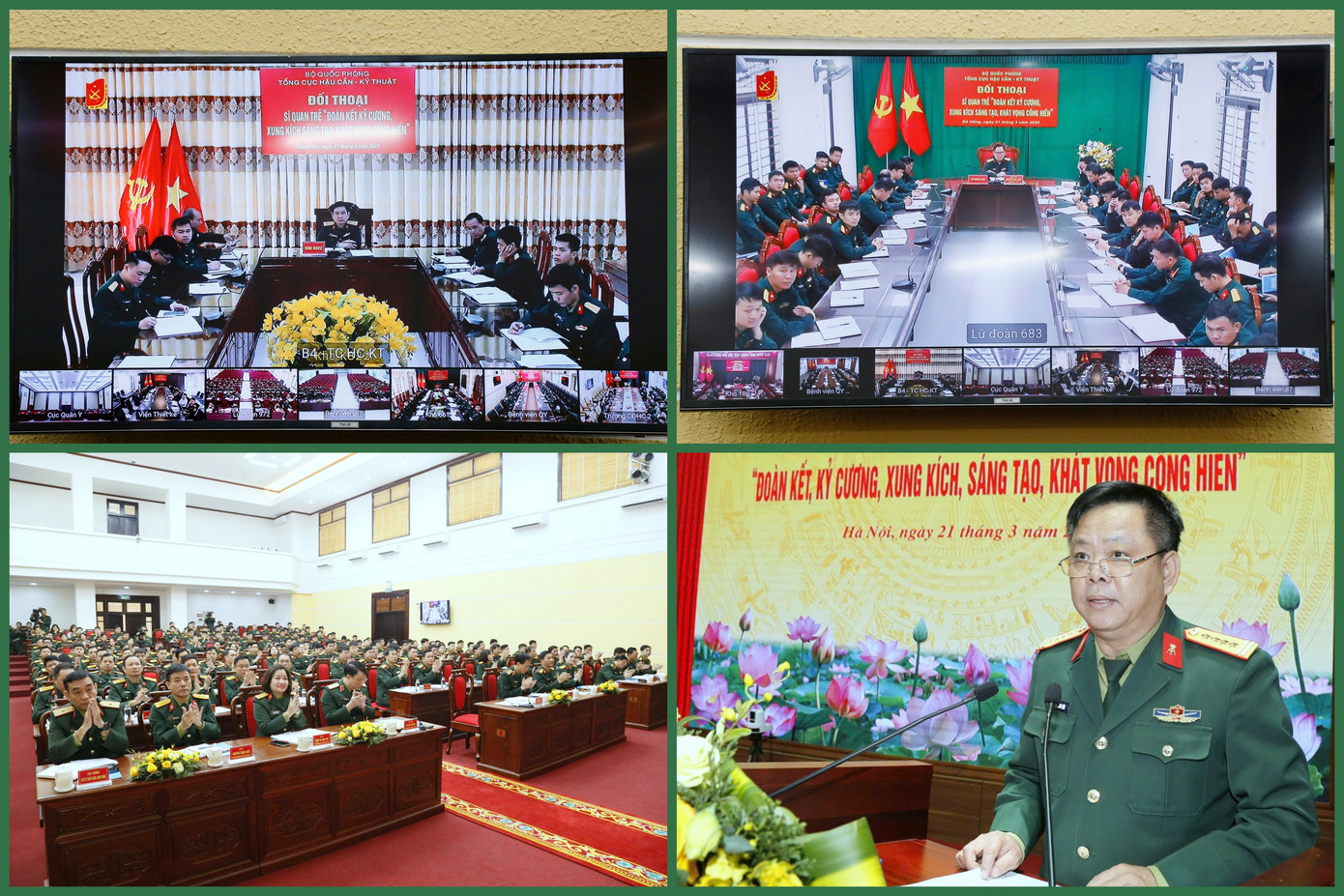 Đại biểu dự Đối thoại Sĩ quan trẻ tại điểm cầu trung tâm và các điểm cầu. Đại biểu dự Đối thoại Sĩ quan trẻ tại điểm cầu trung tâm và các điểm cầu.